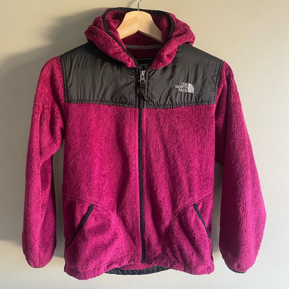 The North‎ Face Girls L 14/16 Blue Magenta Fleece Hoodie Jacket Full Zip Classic